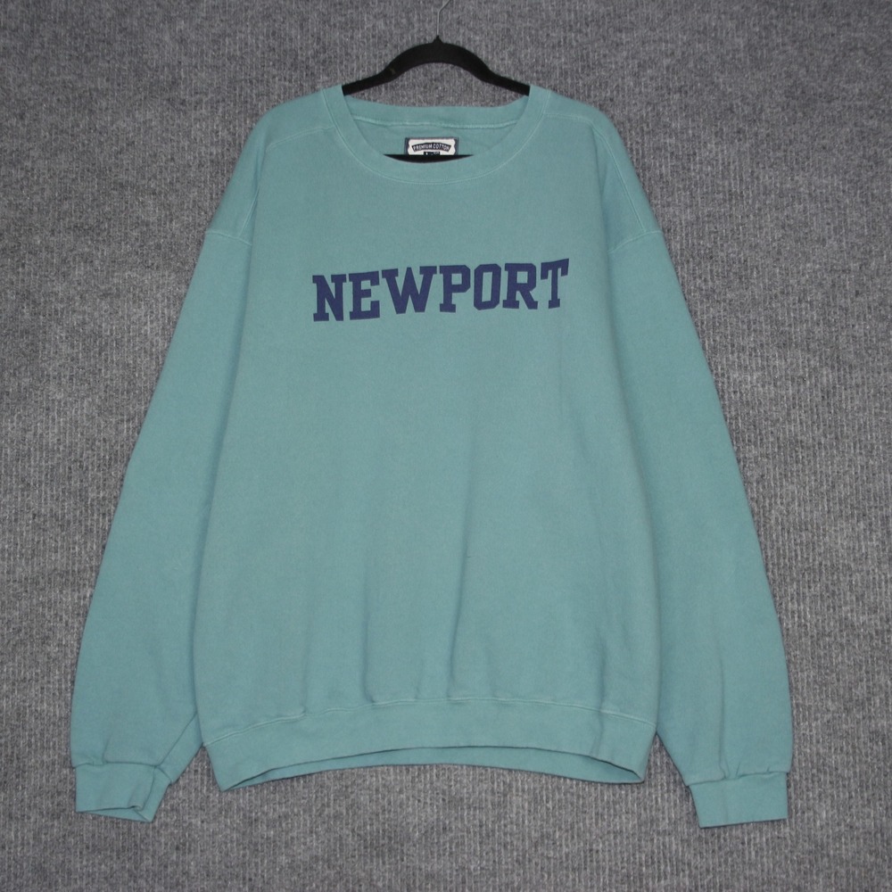 Vintage Lee Newport Sweatshirt Mens 2X Premium Cotton Teal Crewneck Made in USA